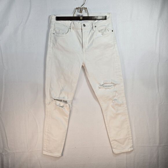 Agolde Womens Jeans Sz 29 White Distressed Sophie Crop - Picture 1 of 14